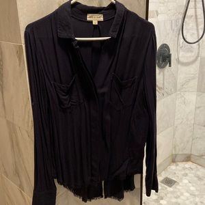 Dark blue cloth & stone button down